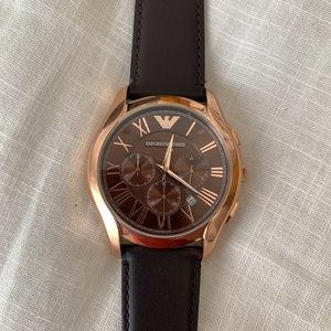 Emporio Armani Men's Dark Brown Leather Watch